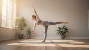 woman practicing yoga at a treatment facility for anxiety for stress relief and mental wellness