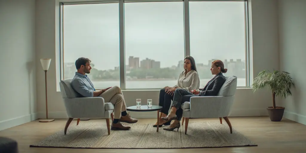 A group discusses drug addiction treatment program options in Boston.