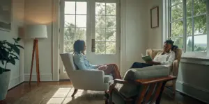 Person meeting with a clinician to plan what happens after detox
