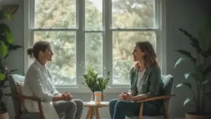 Clinician discussing prescription opioid safety with a patient